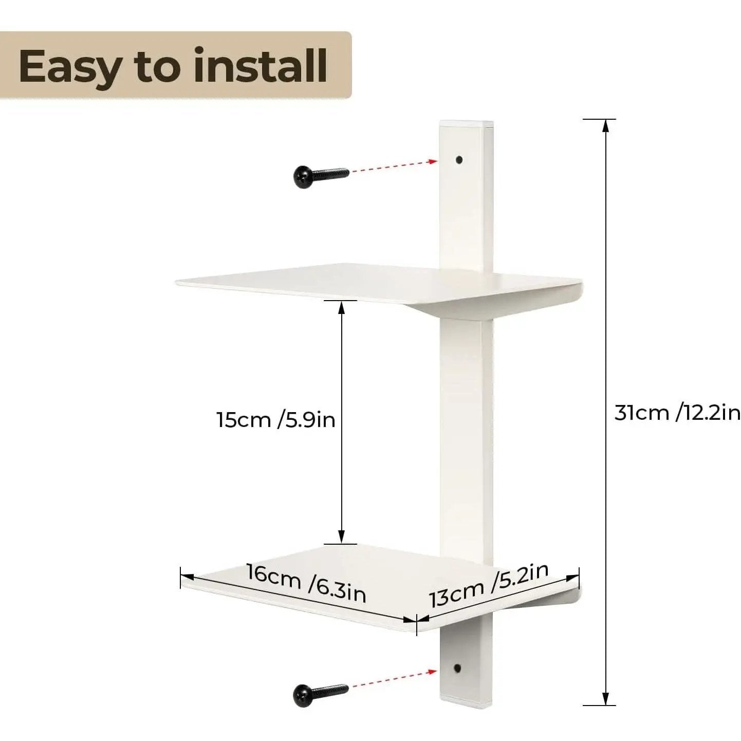 Invisible Floating Bookshelf Wall Mounted 8 Tier White from PriceLows™