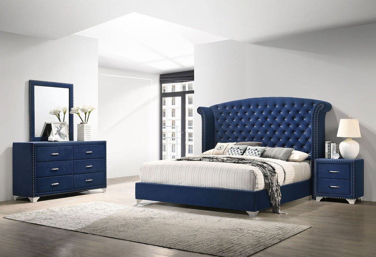 Melody 4-piece Eastern King Bedroom Set Pacific | 4-Piece Set | Velvet | Blue