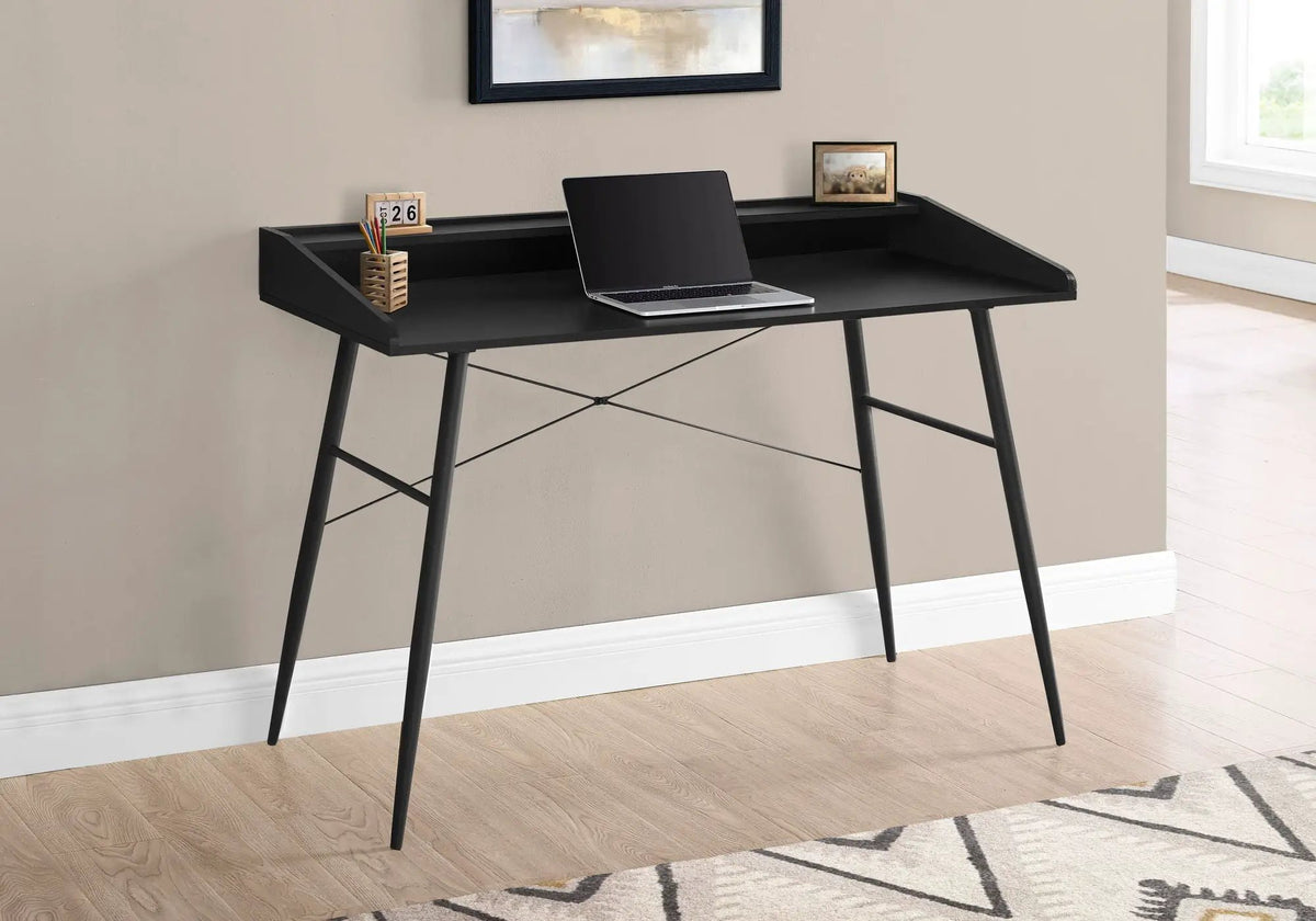 Sturdy Computer Desk With Shelves | 47.25 Inch Width | Matching Metal Base | 34 Inch Height