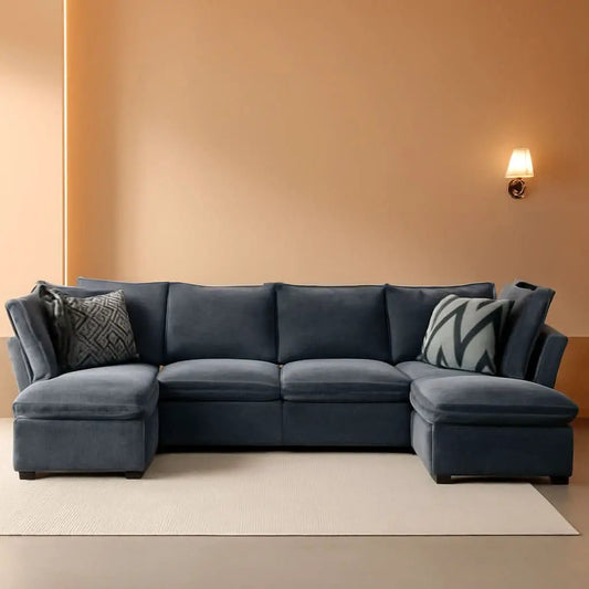 127 Inch Grey Modular Sectional Sofa With Storage Ottoman from PriceLows™