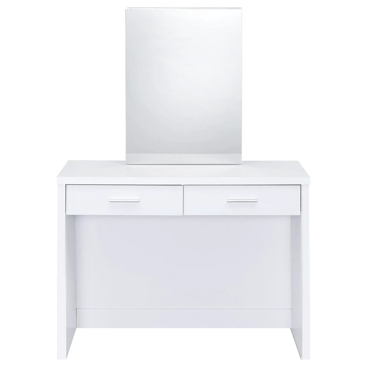 Bunbury Makeup Vanity Table Set Storage Mirror and Stool | 40 x 15.75 x 58.5 in | Engineered Wood & Veneer | White