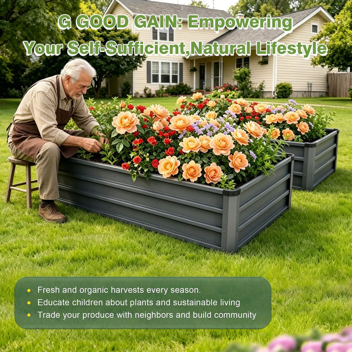 Raised Garden Bed | Coated Steel | Reinforced Frame | Large Outdoor