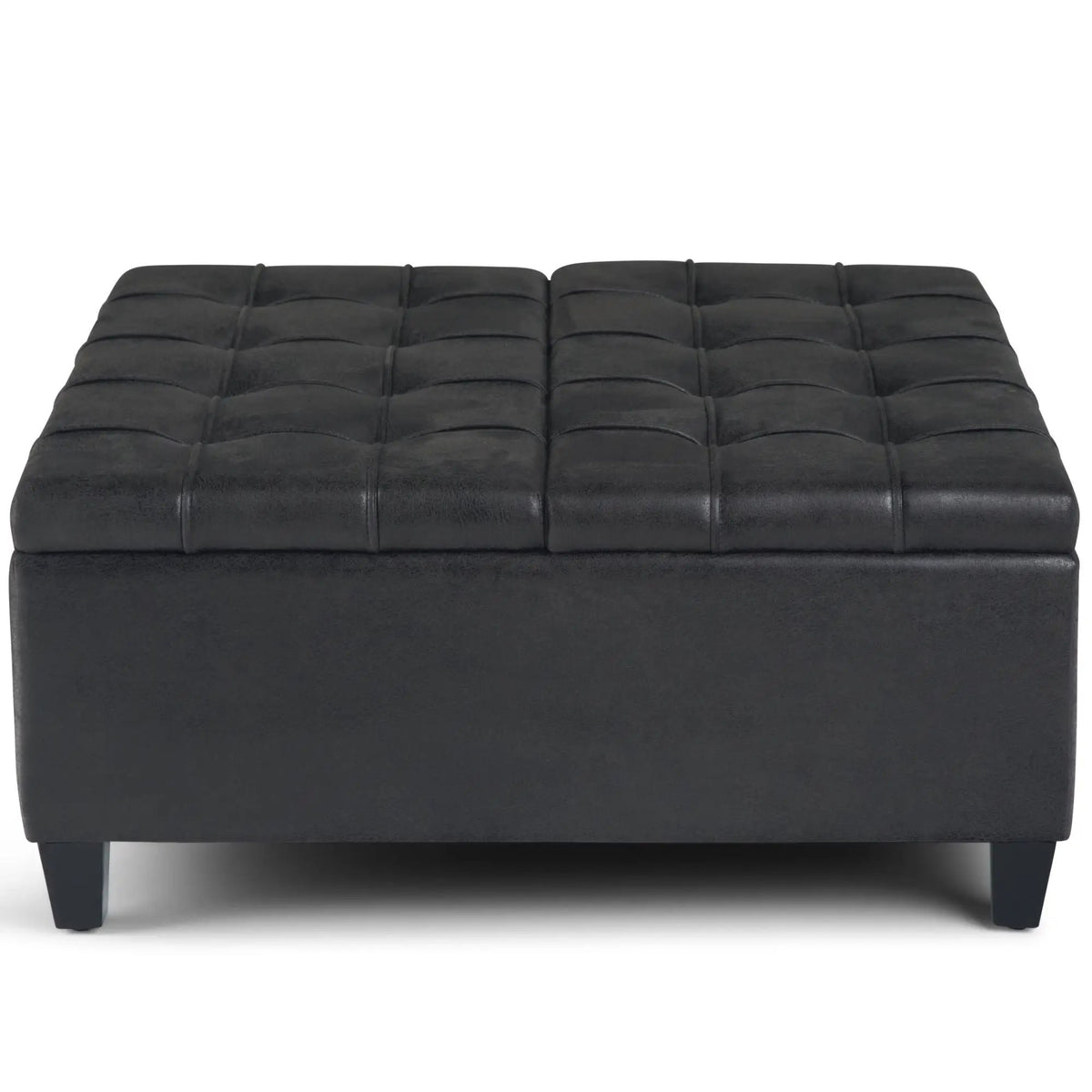 Coffee Table Storage Ottoman | Lift Top Hinge | Solid Wood Base | Large Square