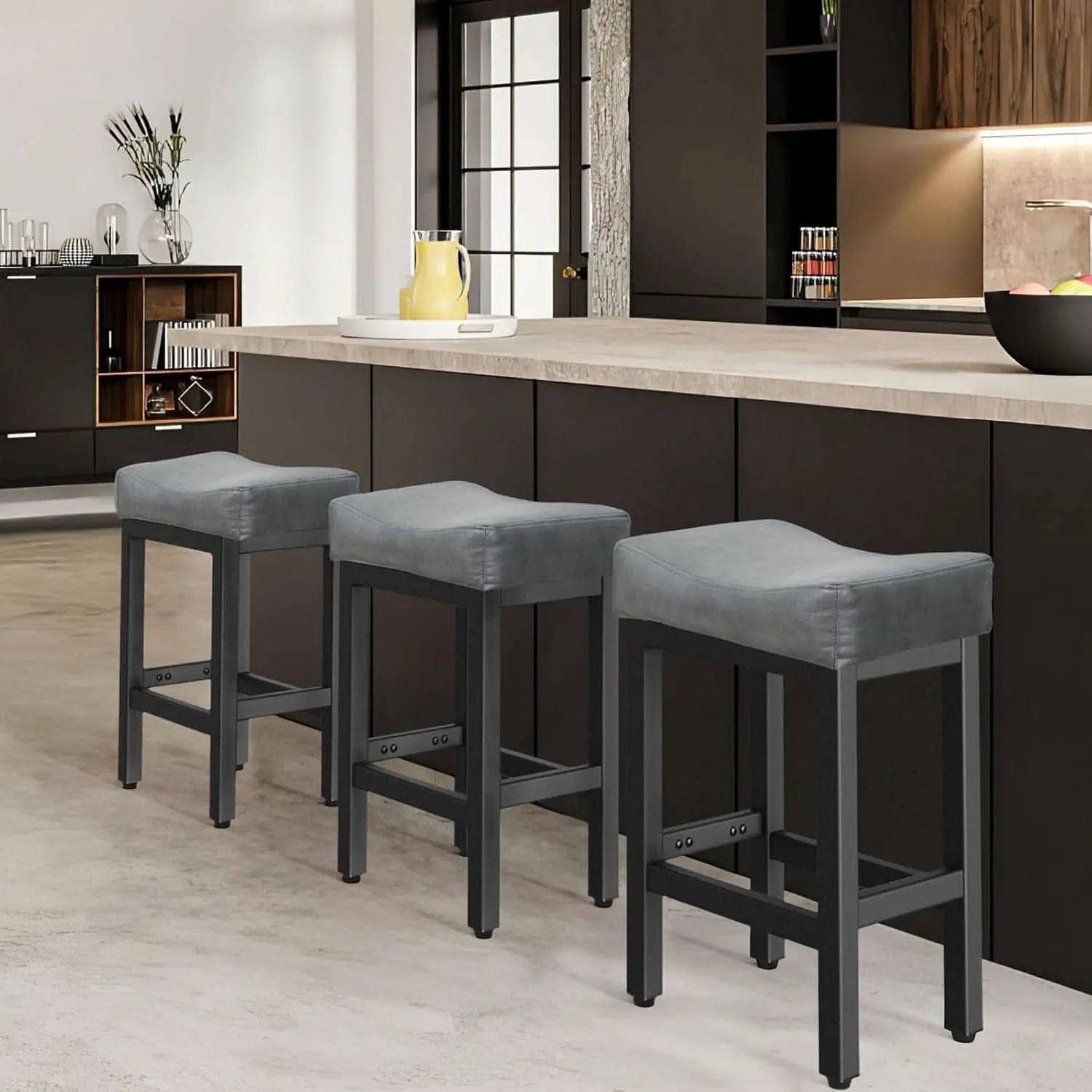 24 Inch Counter Height Bar Stools Set Of 2 Bonded Leather from PriceLows™