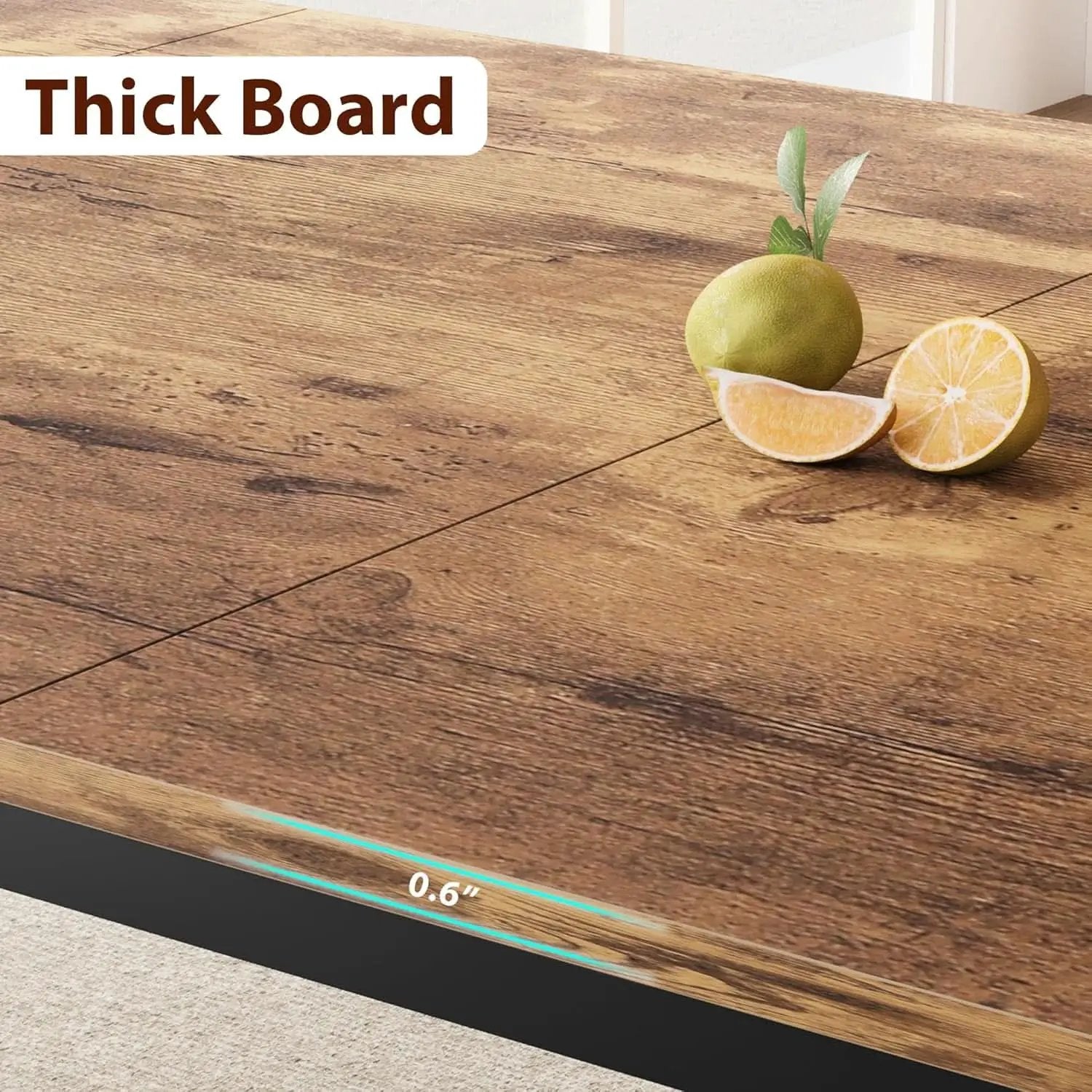 Industrial Wood Dining Table 78.7 Inches Long Brown Finish from PriceLows™