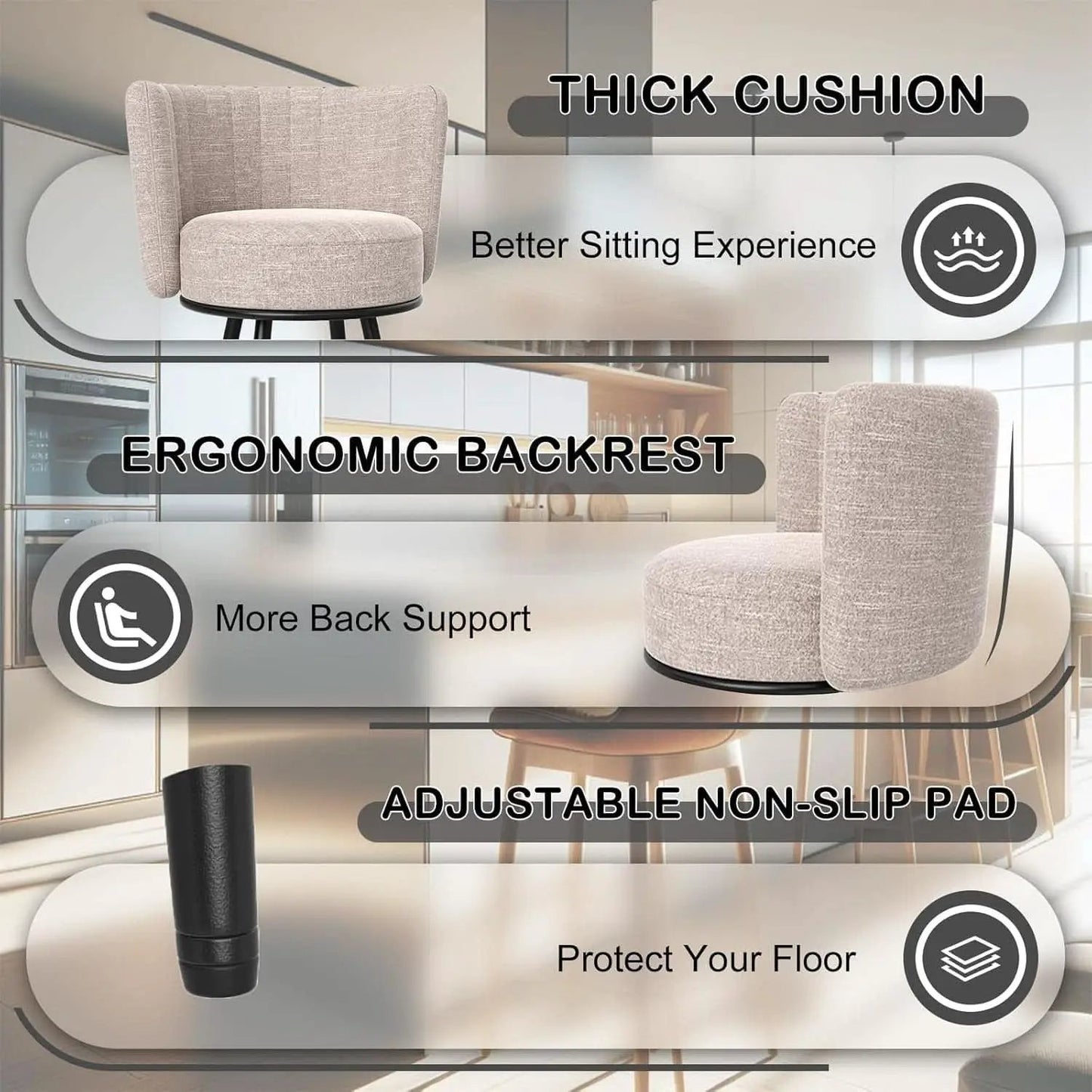 Stylish Swivel Bar Stools Set of Two Beige from PriceLows™