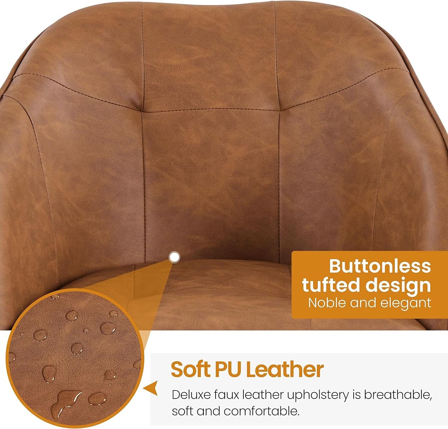 Brown Faux Leather Desk Chair With Adjustable Tilt from PriceLows™