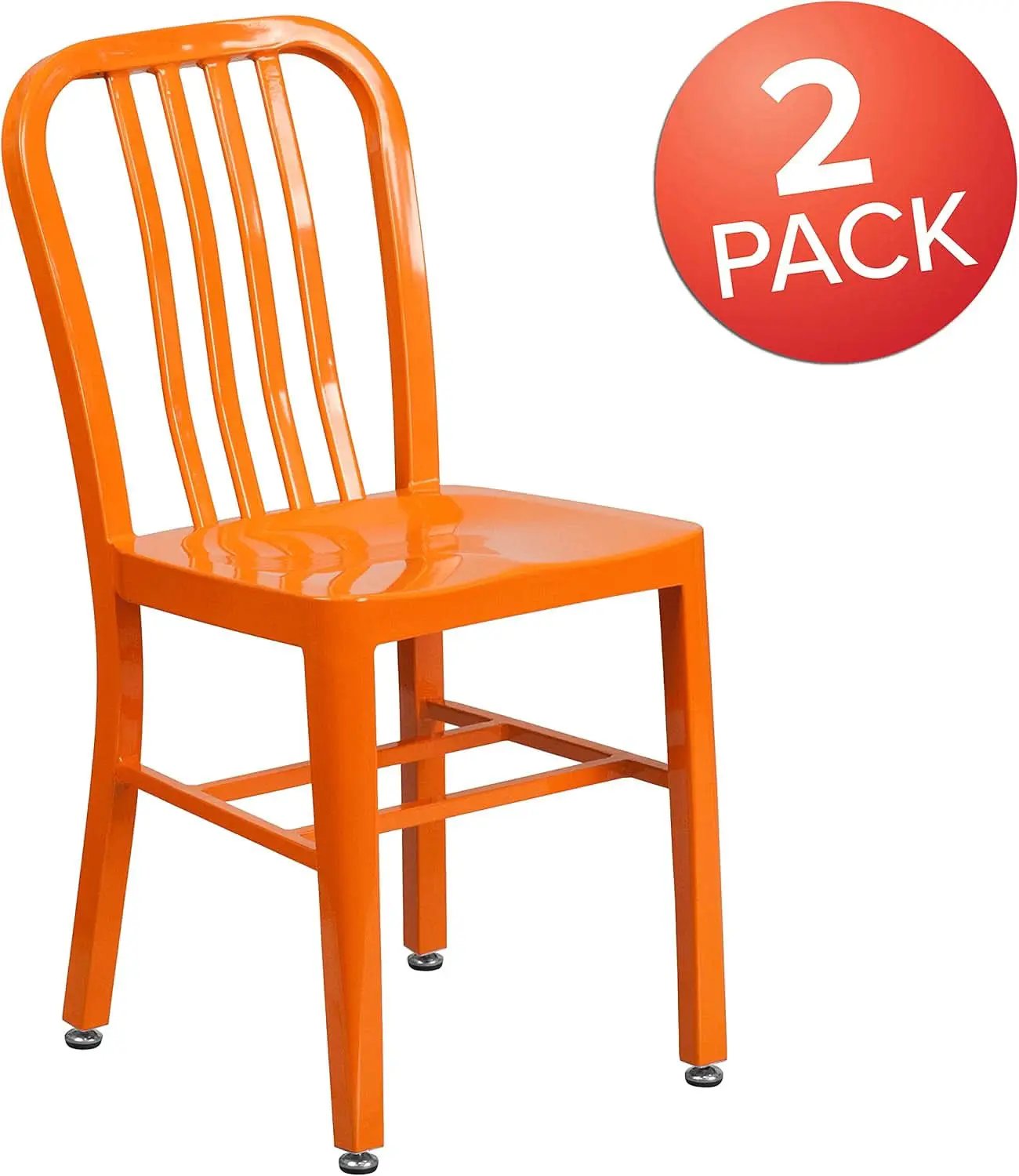 Orange Metal Indoor Outdoor Chair 2 Pack Commercial Grade from PriceLows™