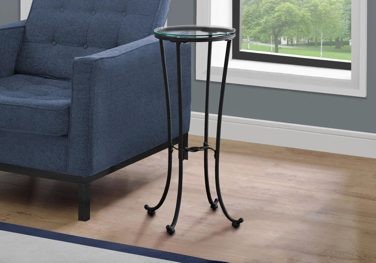 Round Accent Side Table | Black Finish | Plant Stand Design | 28.5 Inch Height