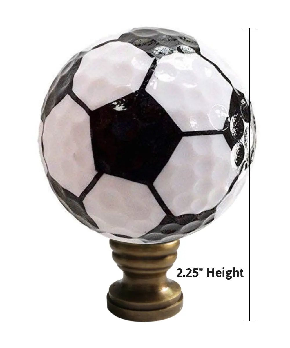 Lamp Finial | Soccer Ball Design | Black And White Pattern | 2.25 Inch