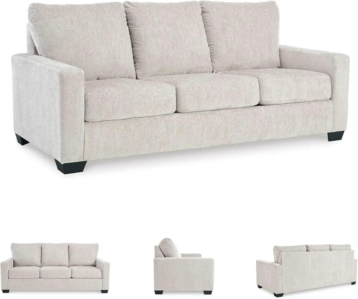 White Queen Upholstered Sleeper Sofa With Gel Memory Foam from PriceLows™