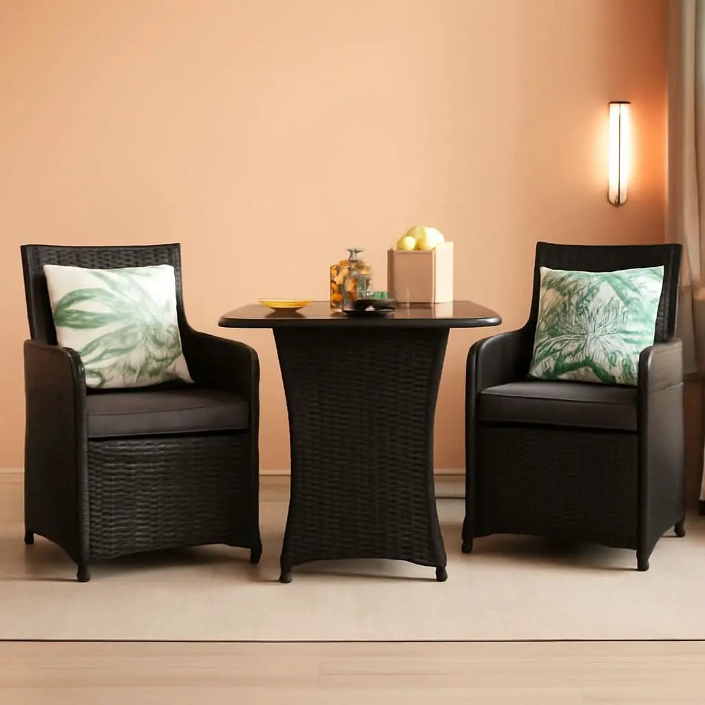 Gray 3 Piece Patio Dining Set With Tempered Glass Table For Outdoor Garden Poolside And Porch from PriceLows™
