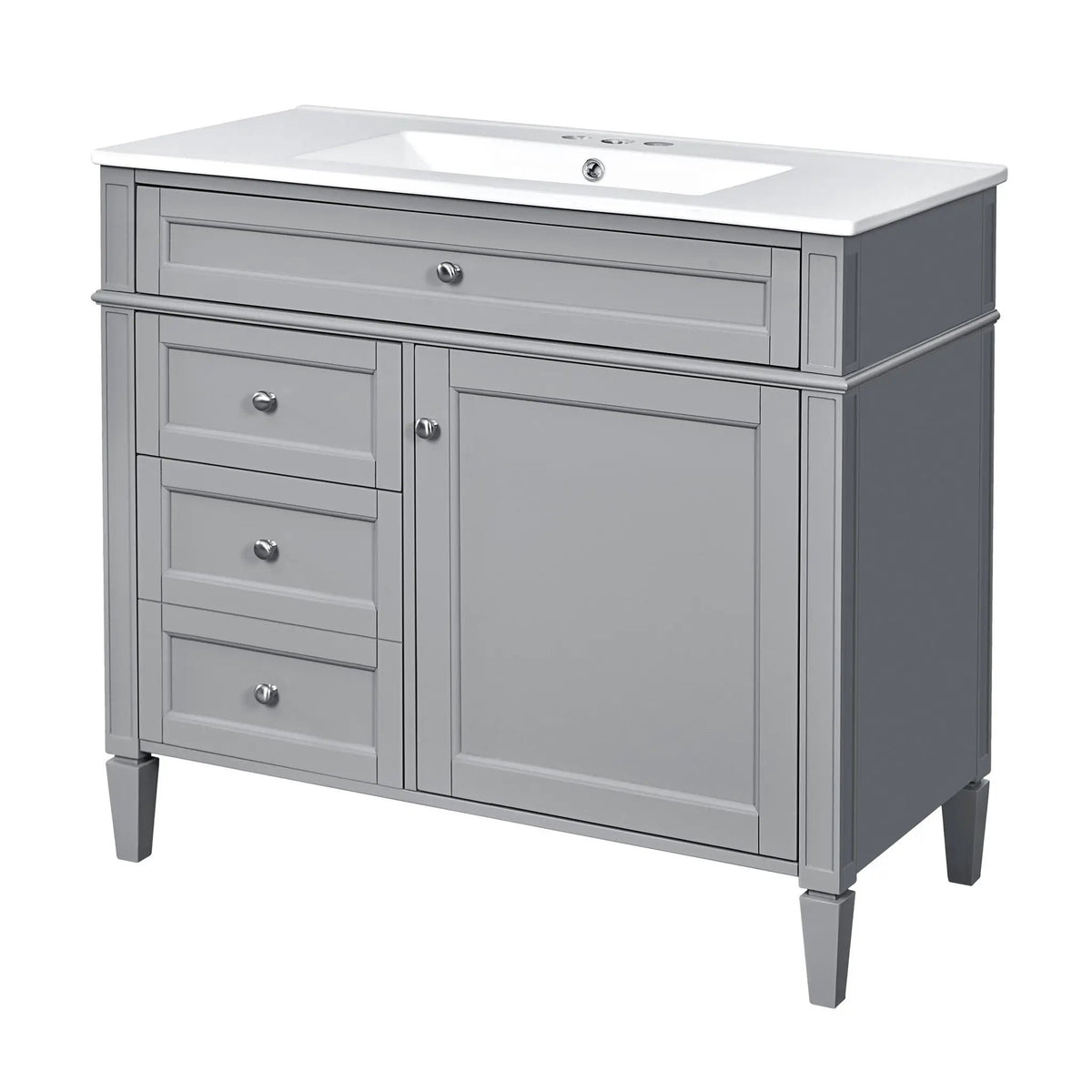 36 Inch Bathroom Vanity With Top Sink | 3 Drawers | Metal Drawer Slides | Ceramic Sink