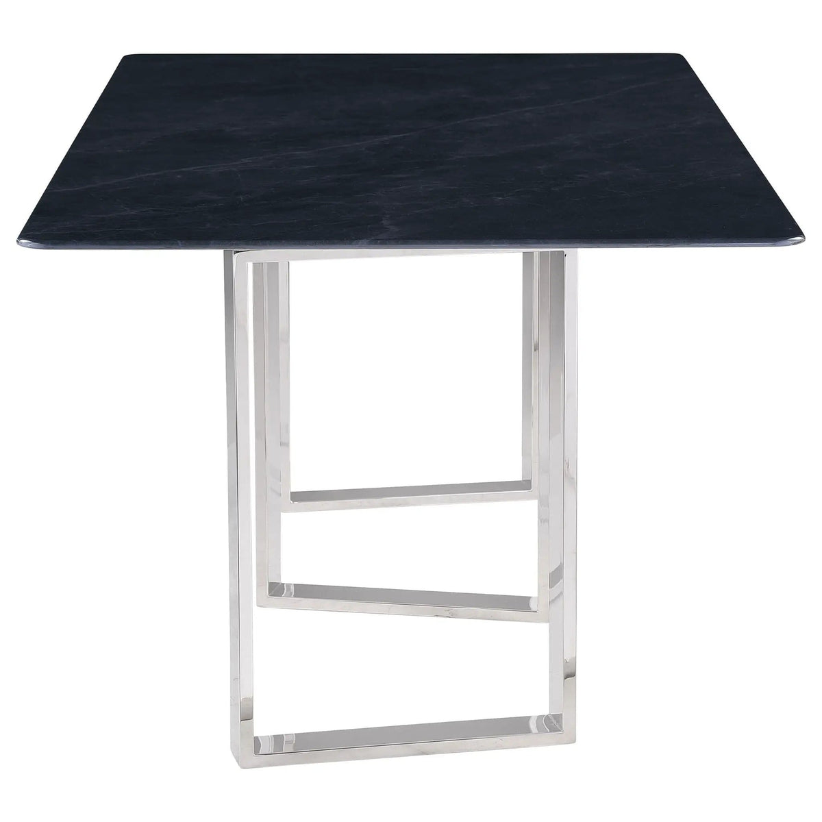 Desden 79-inch Rectangular Sintered Stone Dining Table | 78.75 x 39.25 x 29.5 in | Marble & Stainless Steel | Grey