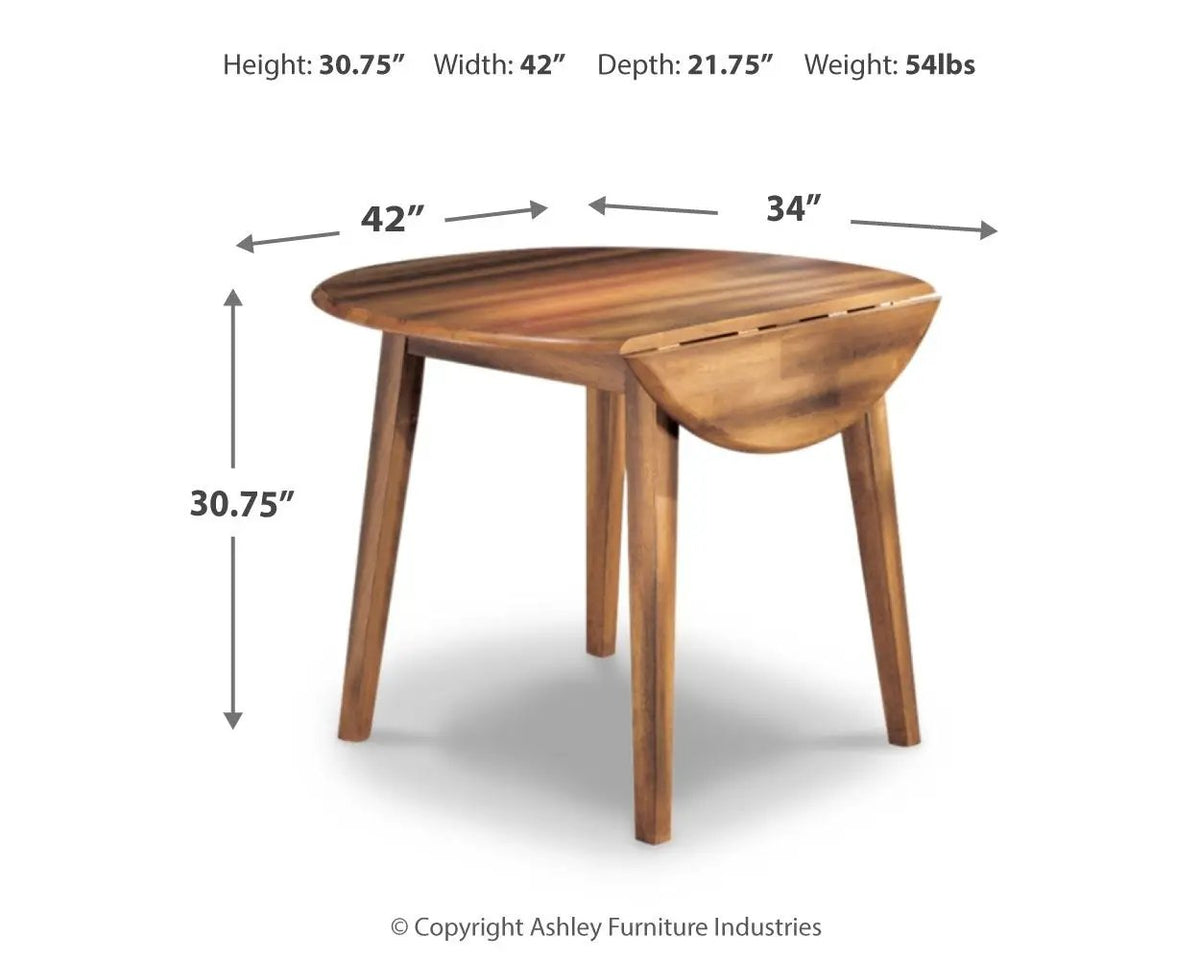 Berringer Round Drop Leaf Table | Rustic Brown | 42 Inch Diameter | Two 8 Inch Leaves