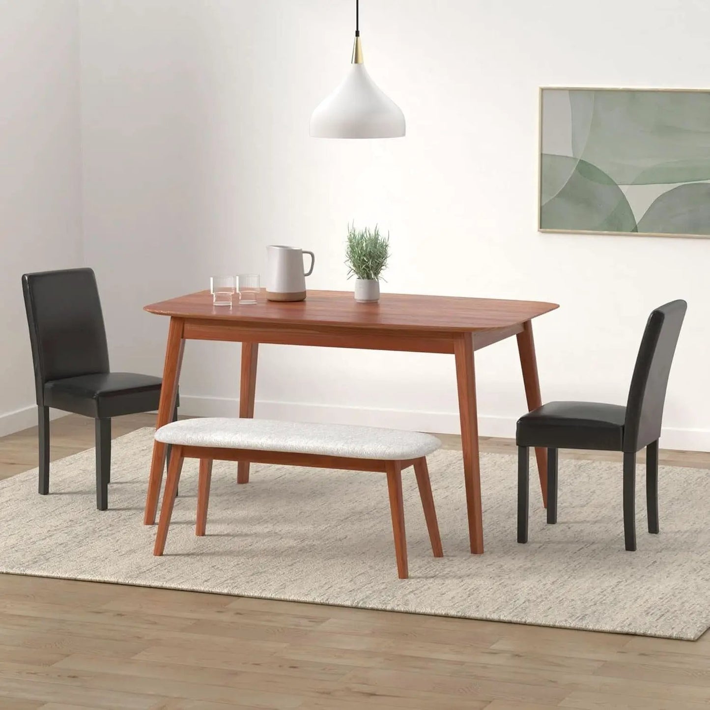 Modern PU Upholstered Dining Chairs Black Cushioned Seats from PriceLows™