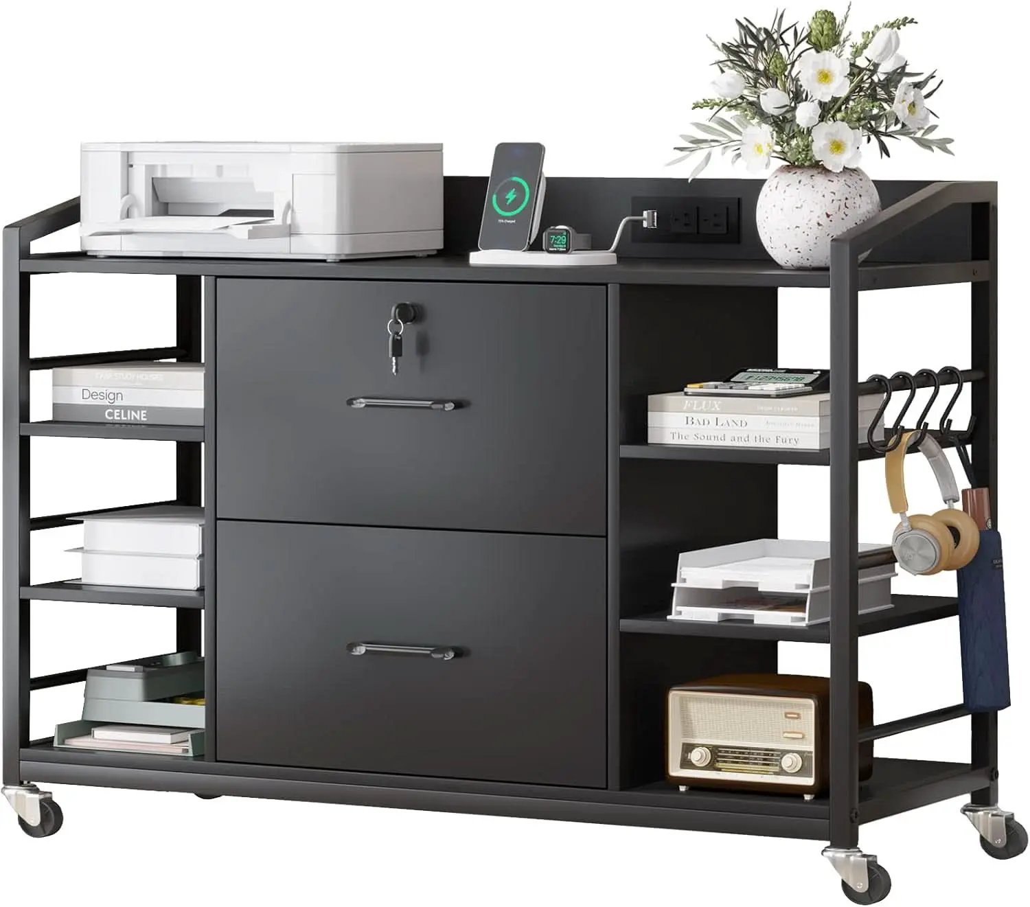 44 Inch 2 Drawer File Cabinet For Home Office Black from PriceLows™