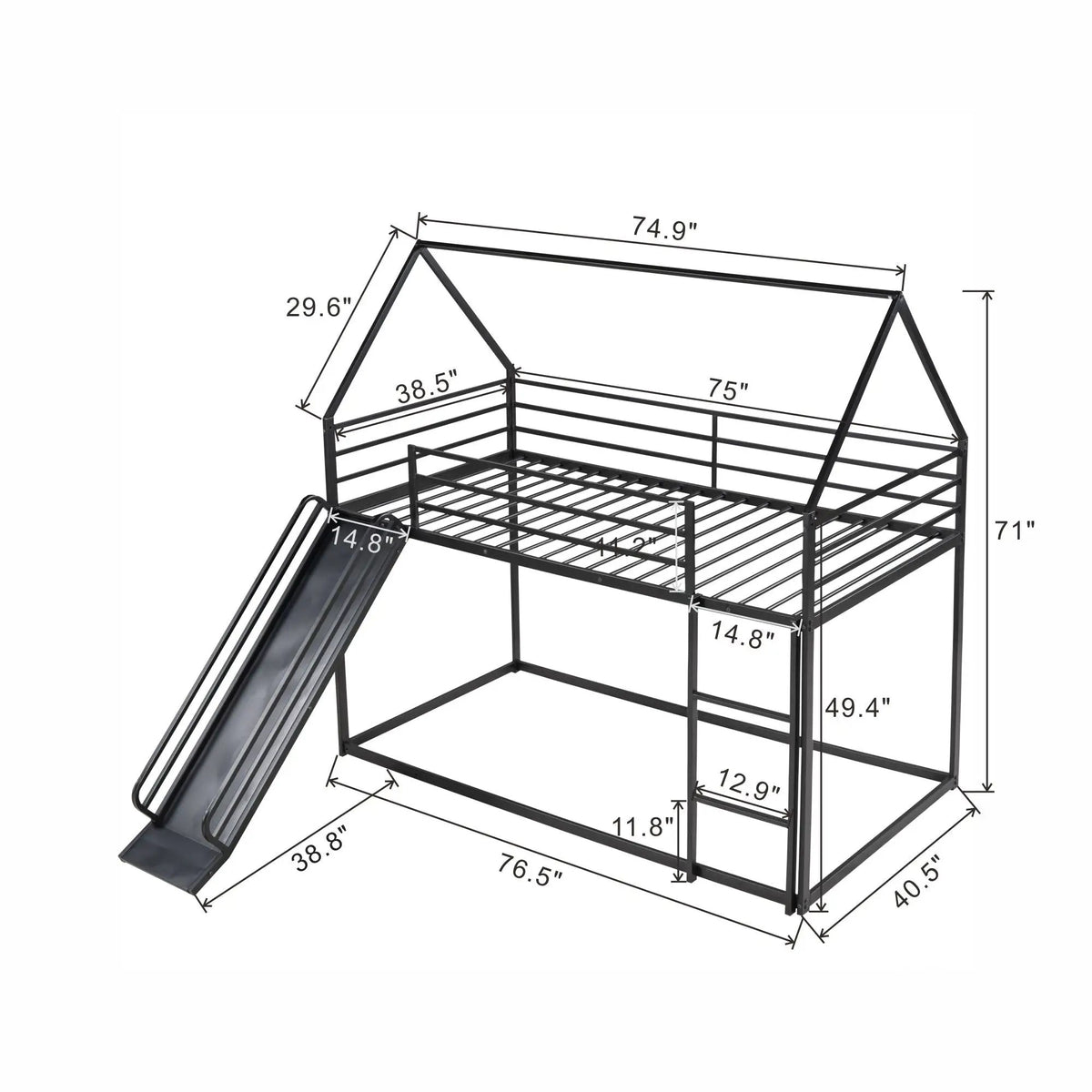 Bunk Bed | Playhouse Design | Built In Slide | Twin Over Twin