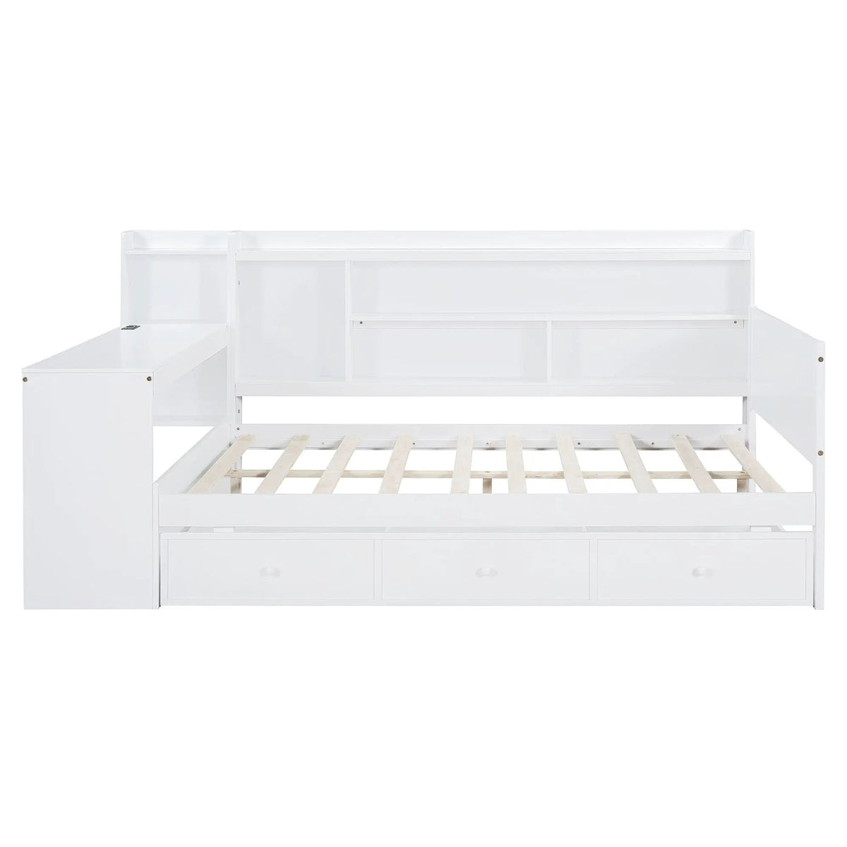 Pine Wood Daybed | 3 Drawers | USB Ports | Built-In Desk