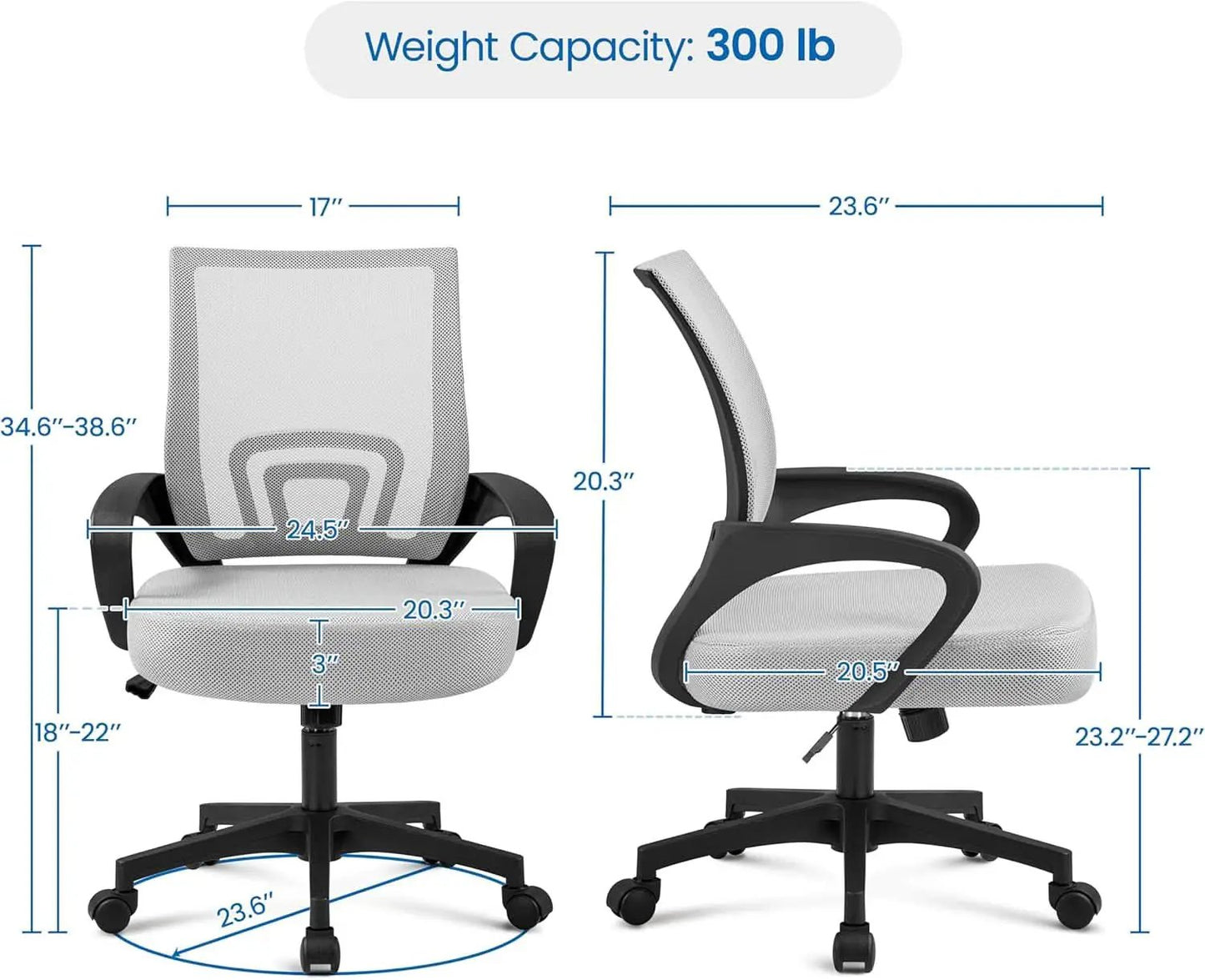 Ergonomic Mesh Office Chair With Lumbar Support Grey from PriceLows™