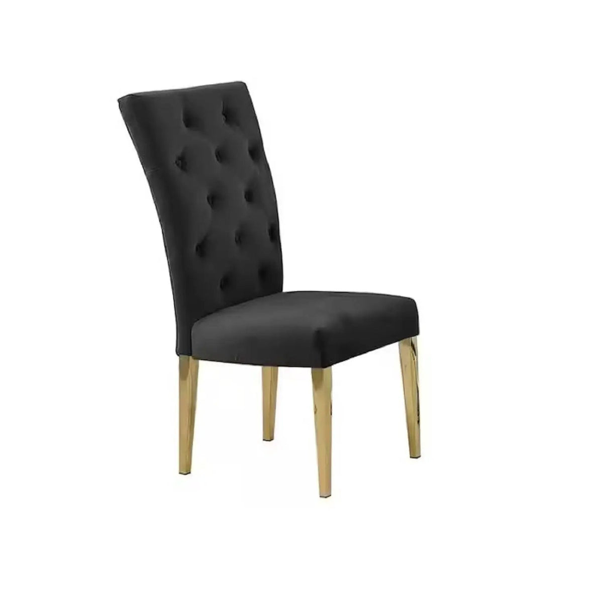 Upholstered Dining Chairs | Tufted Back | Stainless Steel Base | Set Of 2