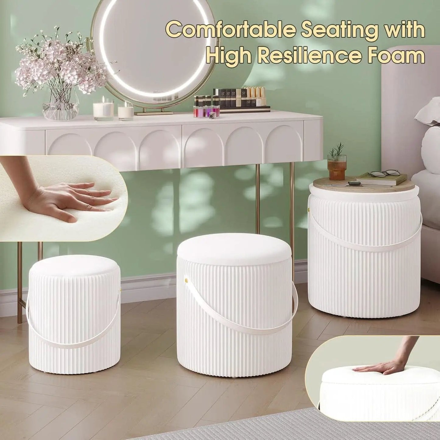 Velvet Upholstered Storage Ottoman With Removable Liner from PriceLows™