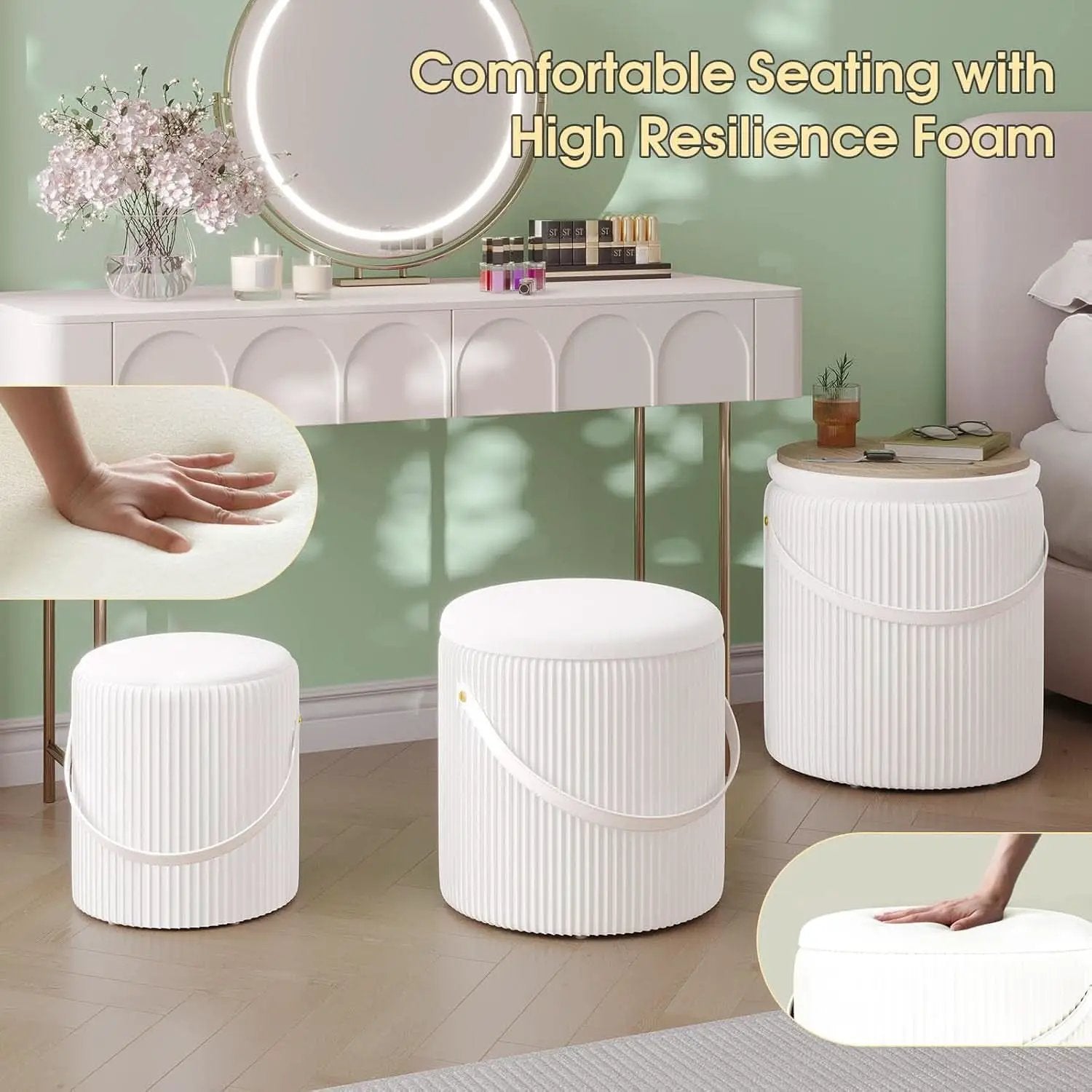Velvet Upholstered Storage Ottoman With Removable Liner from PriceLows™
