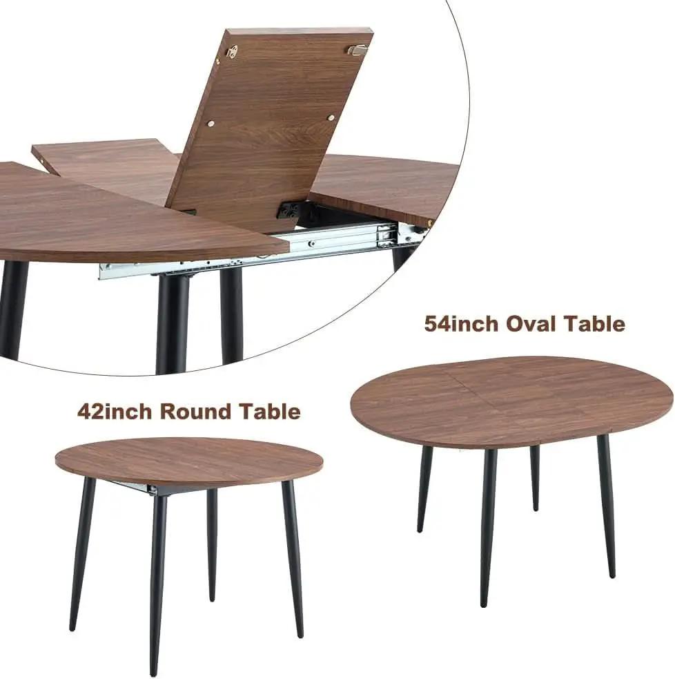 Walnut Extendable Dining Table Set Six Chairs Upholstered from PriceLows™