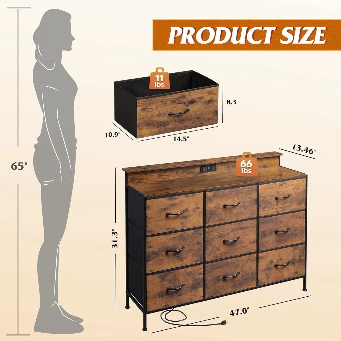 Dresser TV Stand 55 Inch With LED Lights For Bedroom from PriceLows™