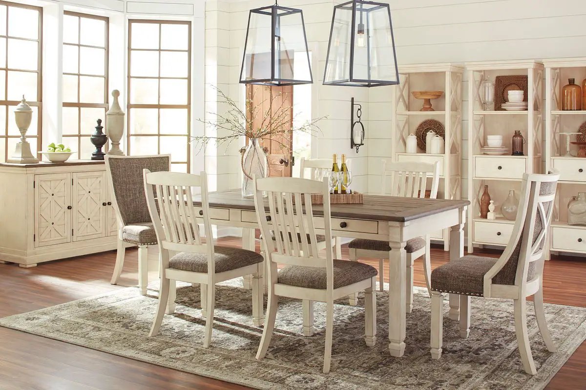 Bolanburg Dining Table Set | 5-Piece Rectangular | Two-Tone Oak And Acacia | Antique White