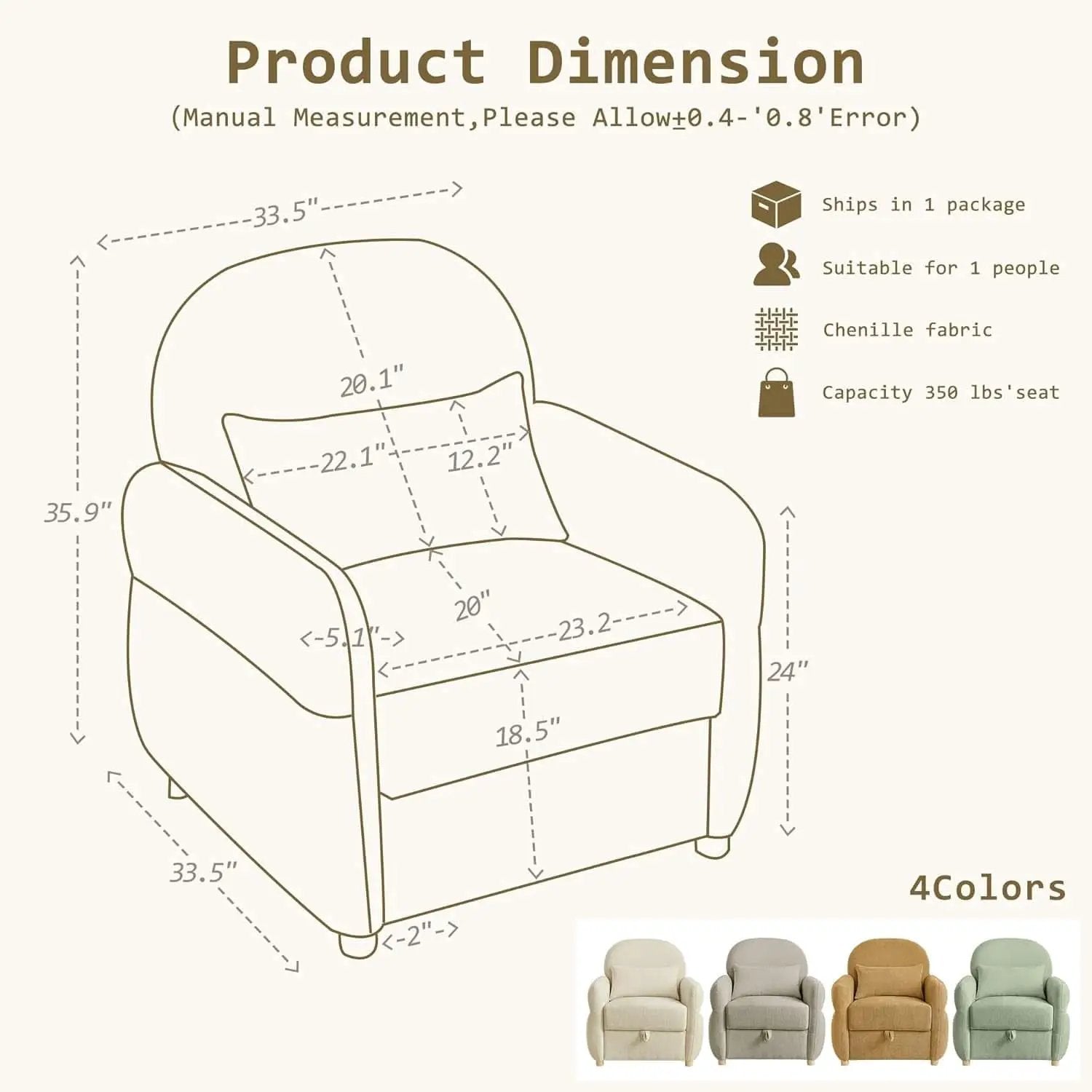 Gray 33.5 Inch Luxuriously Textured Modern Armchair from PriceLows™