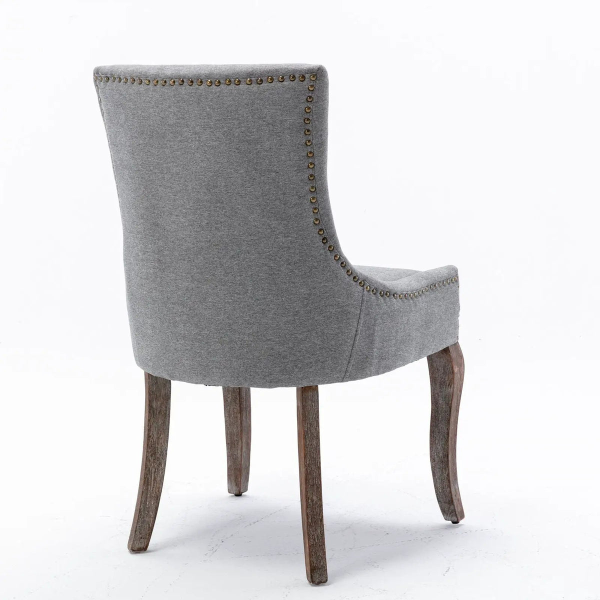 Ultra Nail Head Dining Chairs | Set Of 2 | Neutral Solid Wood Legs | Soft Fabric