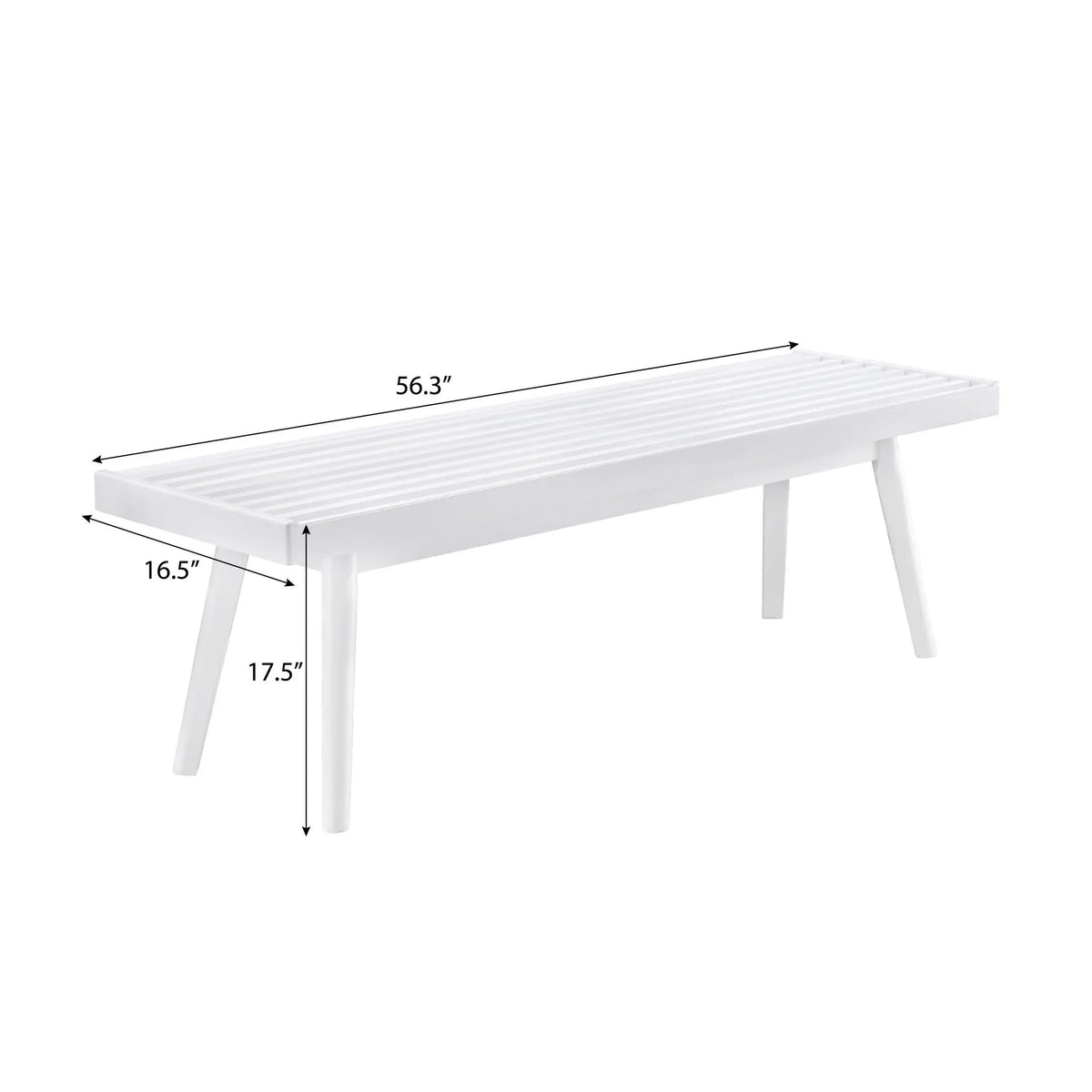 Larwich Slatted Bench | Solid Wood And New Zealand Pine | White Finish | Farmhouse Style