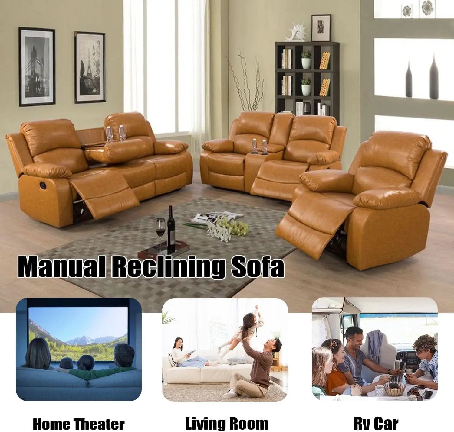 Ginger Faux Leather Reclining Sofa and Loveseat Set from PriceLows™