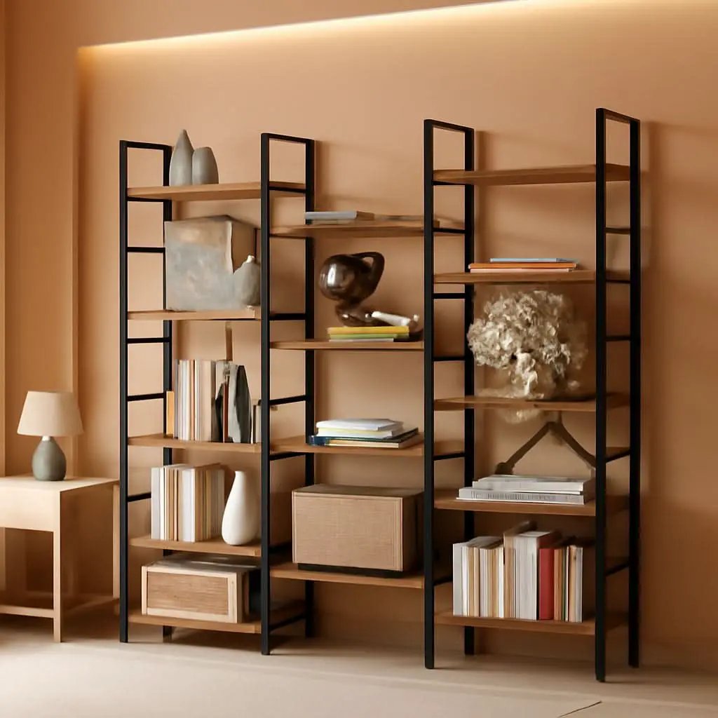 Triple Wide 5 Tier Industrial Bookshelf Matte Black from PriceLows™