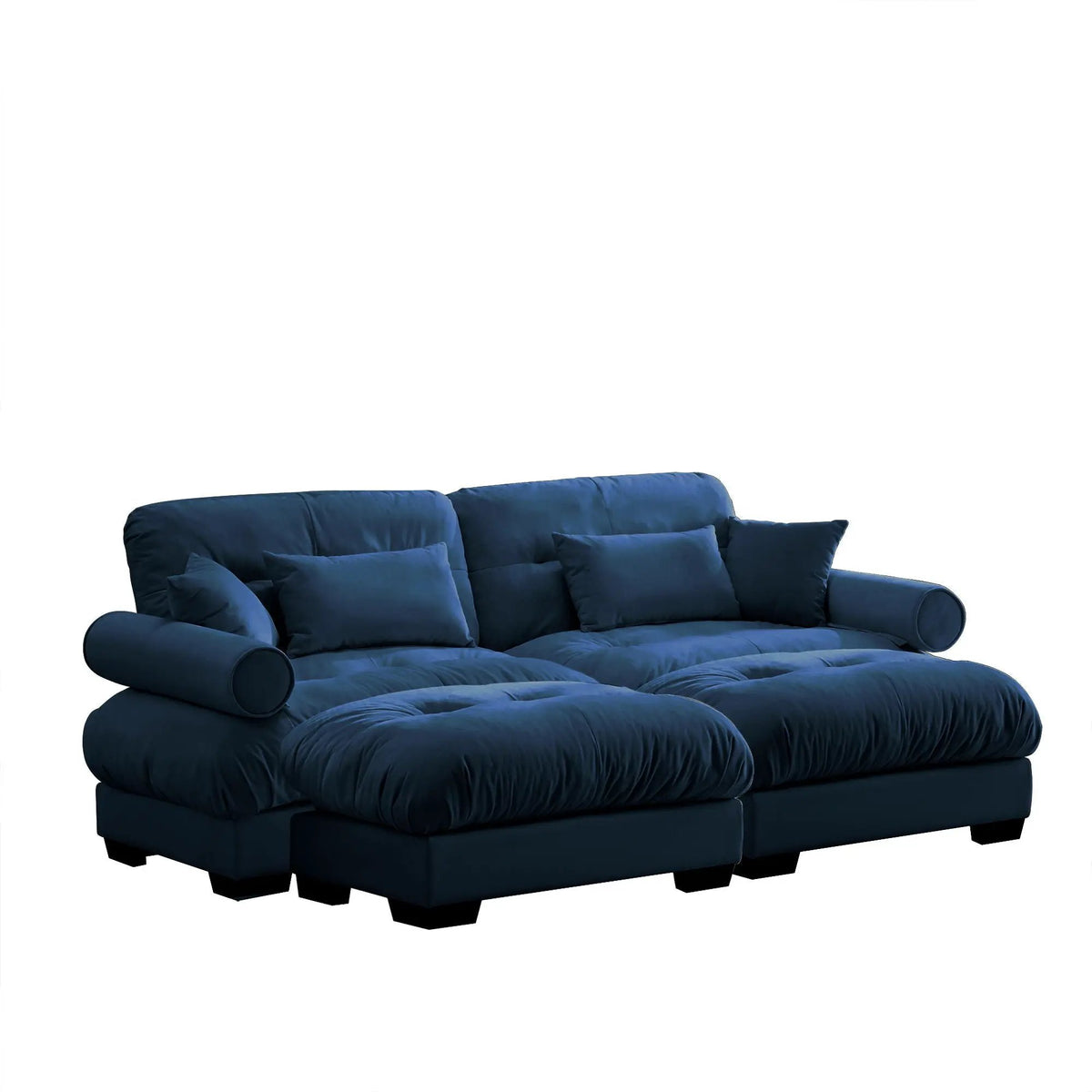 Modular Sectional Sofa | Deep Comfort Cushions | Vintage Fabric Ottoman