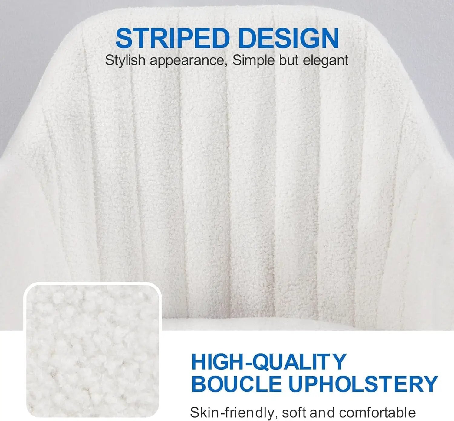 Ivory Boucle Vanity Chair Height Adjustable Makeup Desk Chair from PriceLows™
