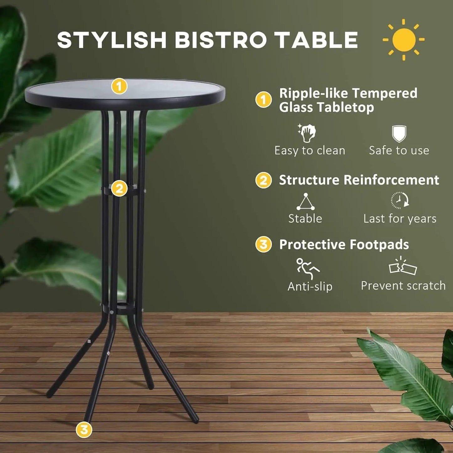 3 Piece Bar Height Outdoor Bistro Set For 2 With Tan Chairs For Outdoor Patio Use from PriceLows™