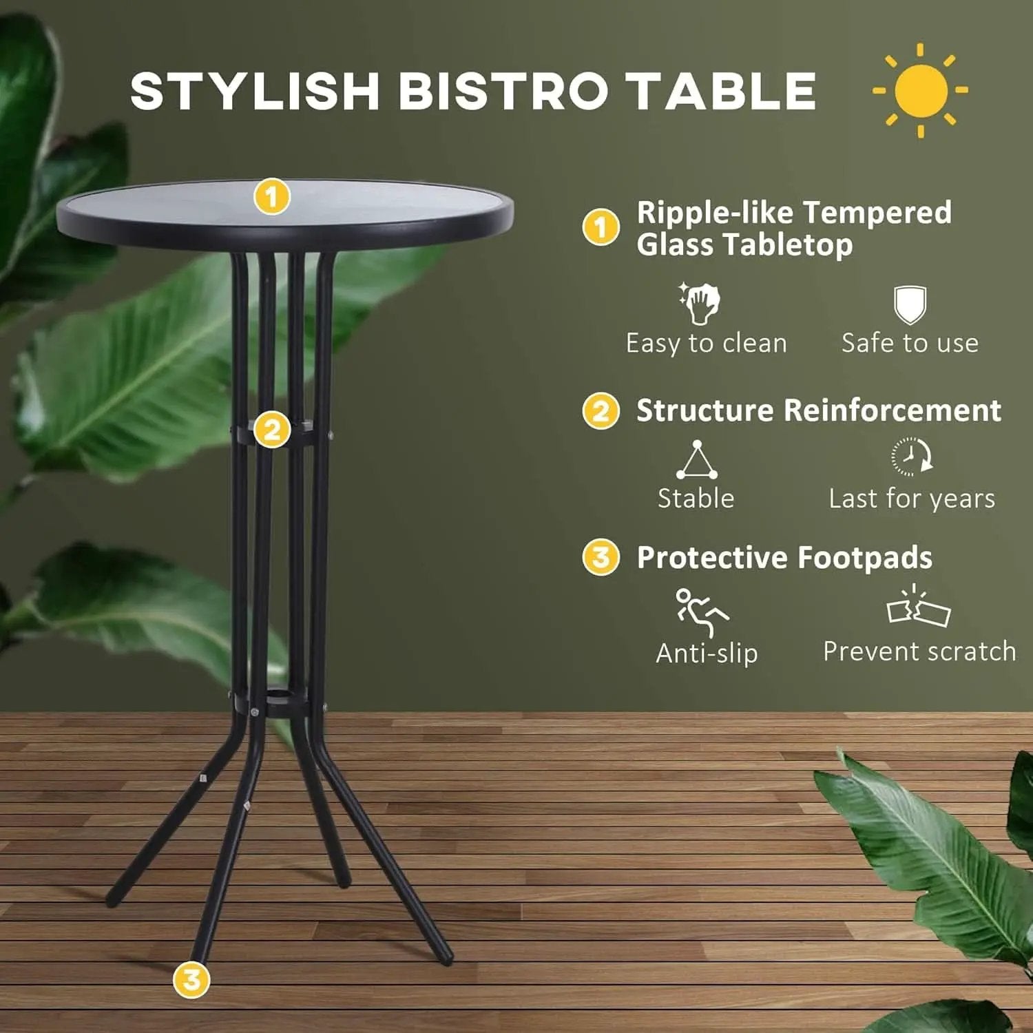 3 Piece Bar Height Outdoor Bistro Set For 2 With Tan Chairs For Outdoor Patio Use from PriceLows™