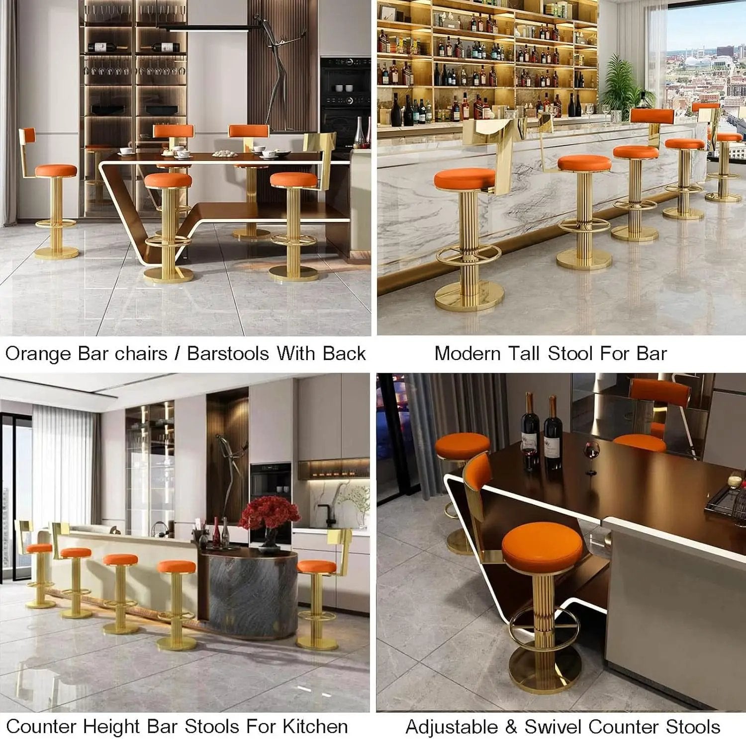 Modern Adjustable Counter Height Bar Stools with Back from PriceLows™