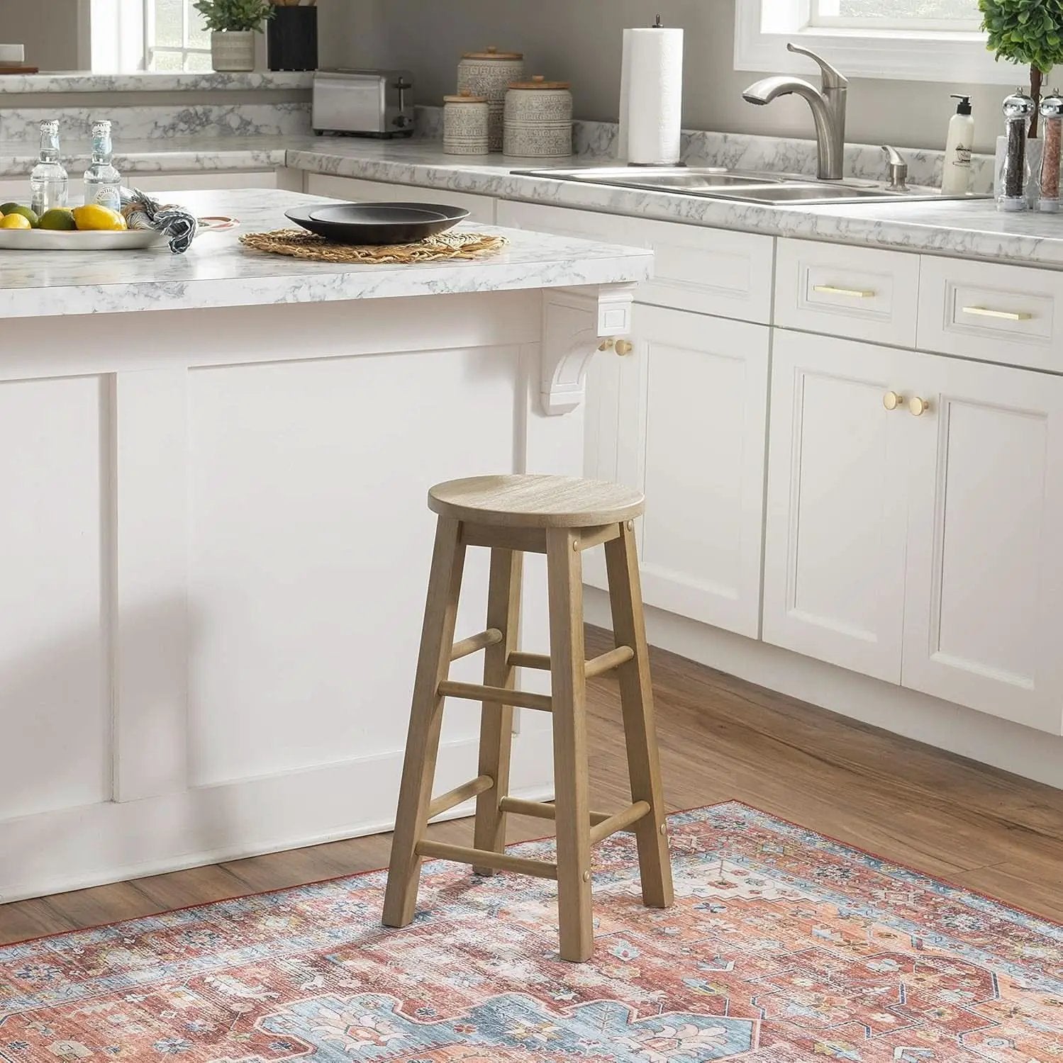 Zeke Grey Wash 24 Inch Counter Stool Round Seat Modern from PriceLows™