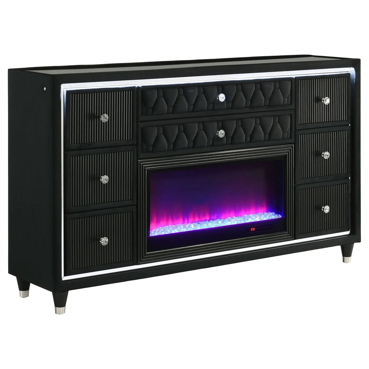 Lorient 4-piece Queen Bedroom Set | 4-Piece Set | Rubberwood & Velvet | Black