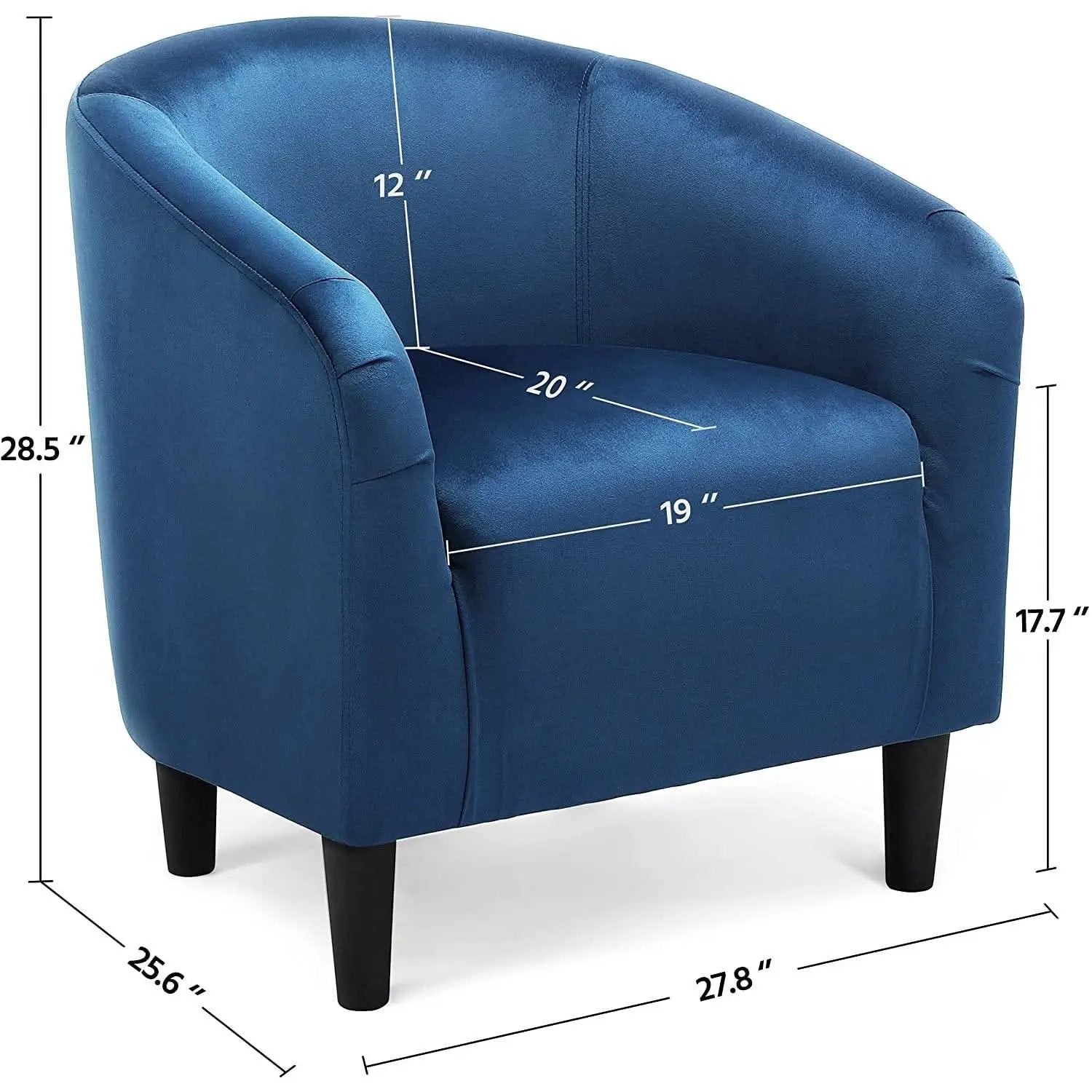 Pagoda Blue Velvet Club Chair With Curved Armrests from PriceLows™