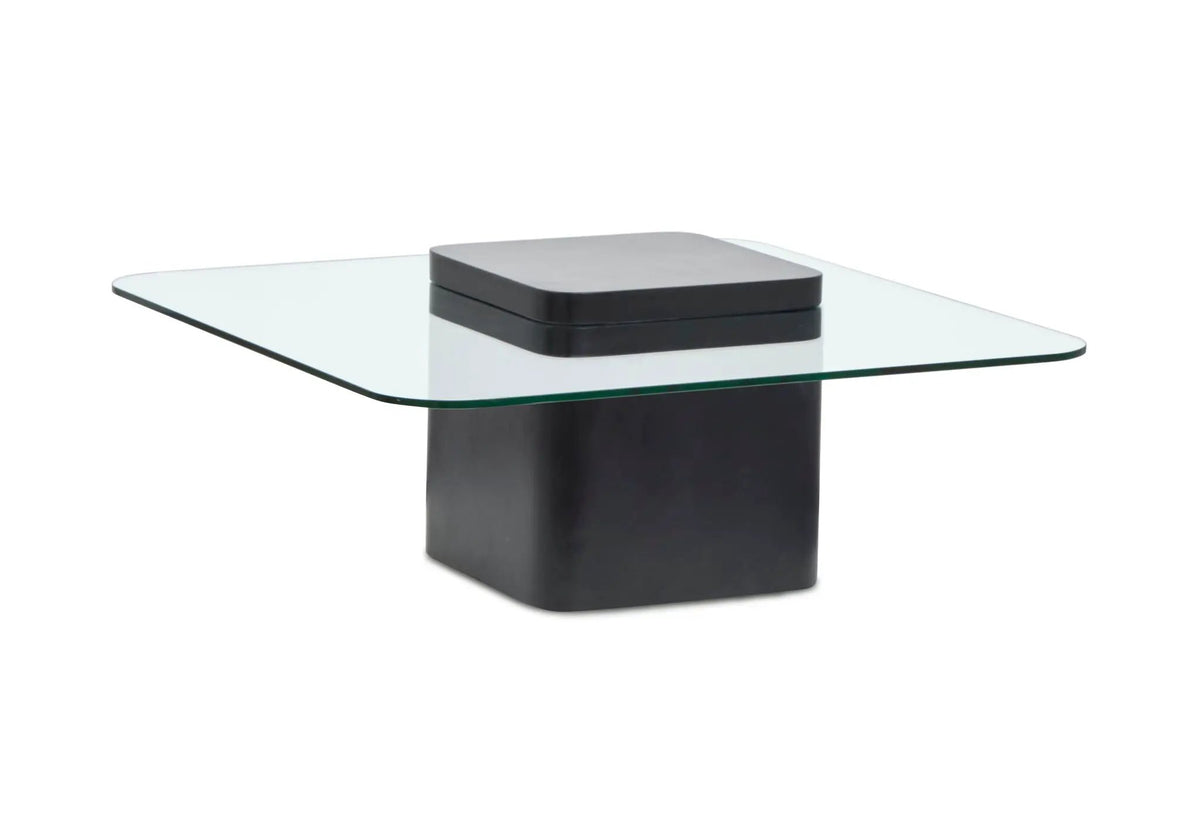Donora Square End Table | Glass Top | Modern Square Base | Minimalist Design