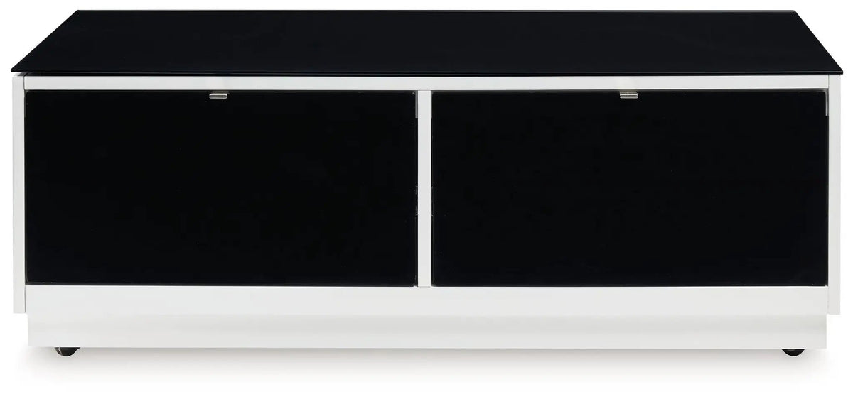 Gardoni Rectangular Cocktail Table | White And Black | Two Drawers | 47.25 Inch Width