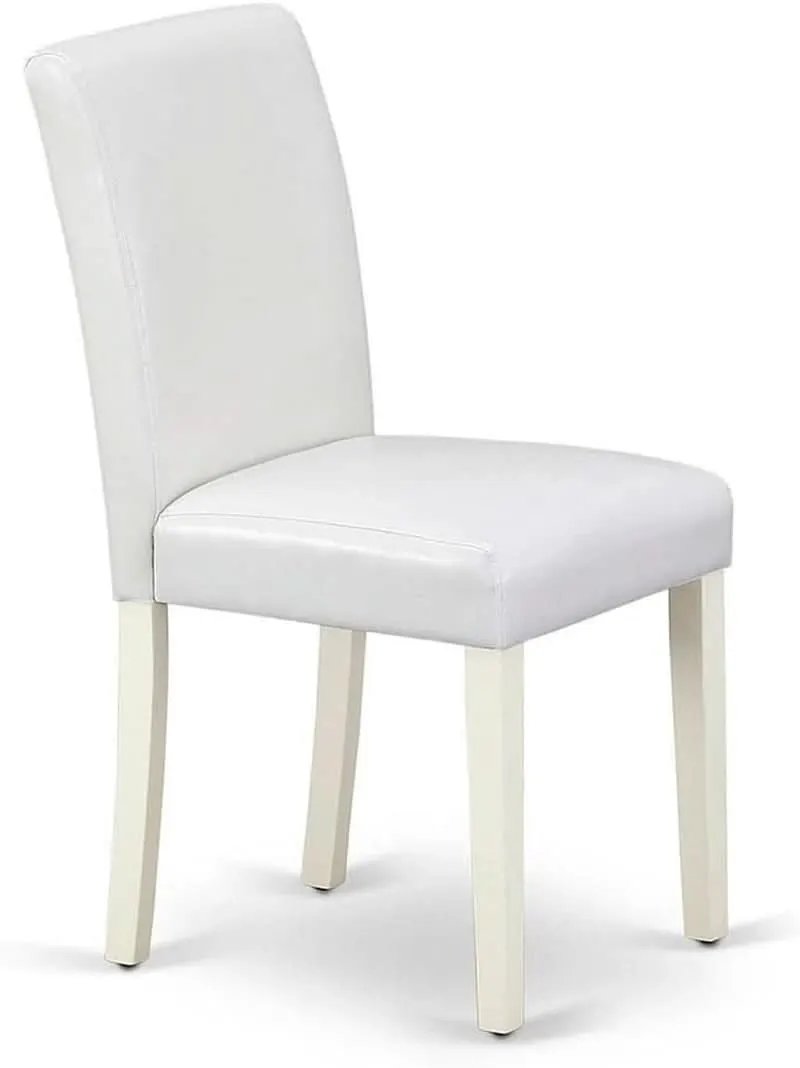 Parson Dining Chairs White Faux Leather Upholstered Pair from PriceLows™
