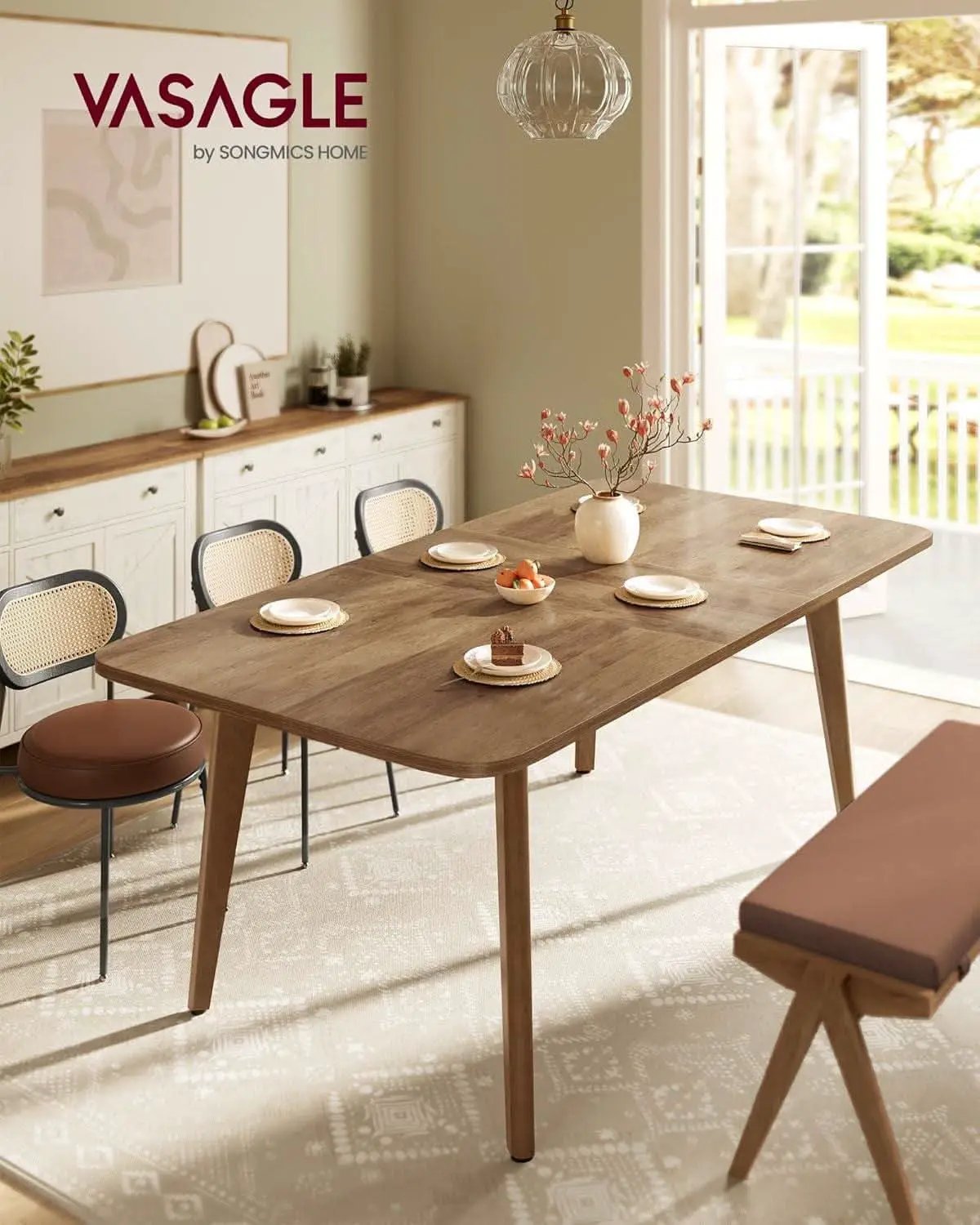 Extendable Dining Table Honey Brown 55.1 To 70.8 Inches from PriceLows™