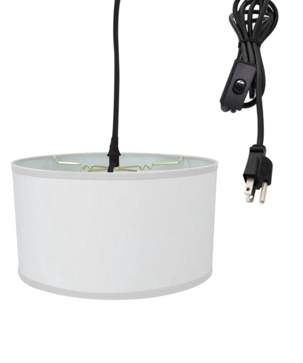 Swag Pendant Light | 18 Inch White Linshade | Plug In