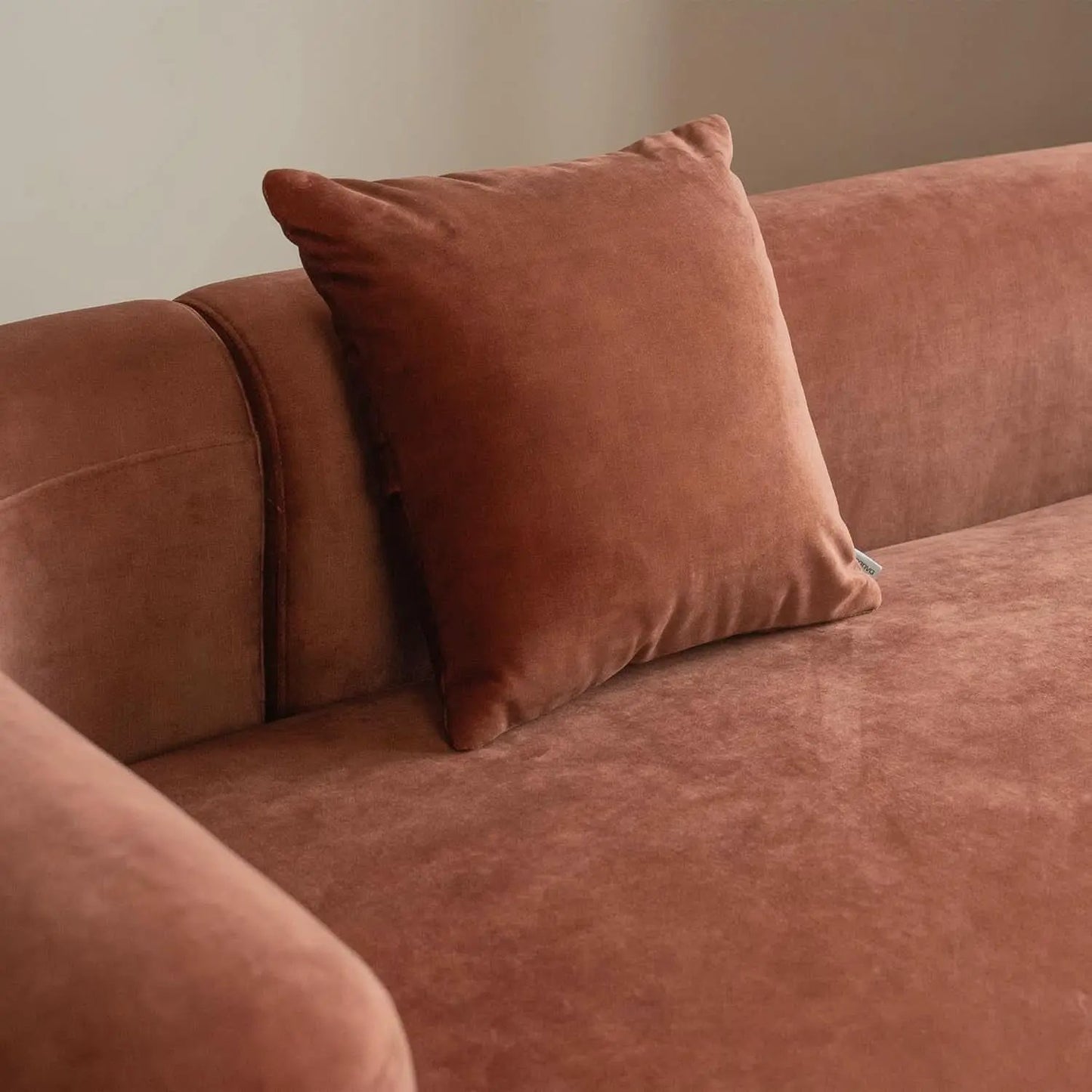 Modern Velvet 3-Seater Sofa in Tangerine with Curved Back Design from PriceLows™