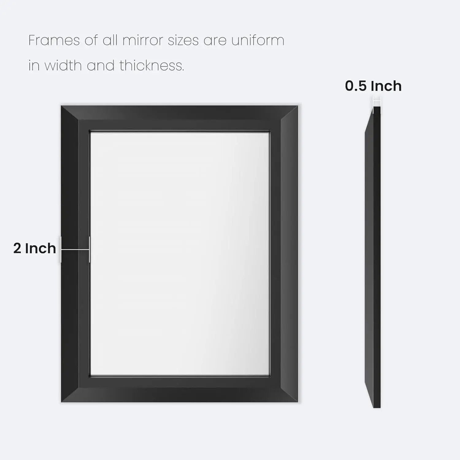 Amorho Black Bathroom Mirror 40 By 30 Inch Wall Mount from PriceLows™